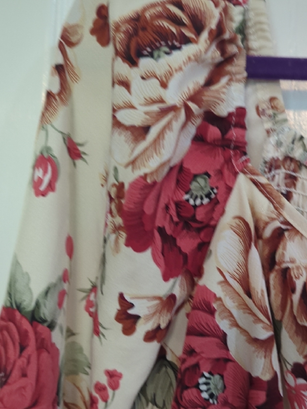 Floral Ivory and Rose Long-Sleeve Fit & Flare Dress - Picture 3 of 13